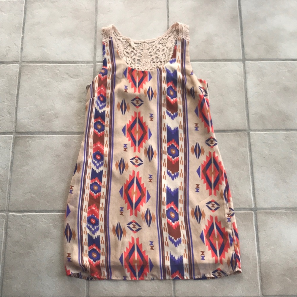 Aztec dress with lace back